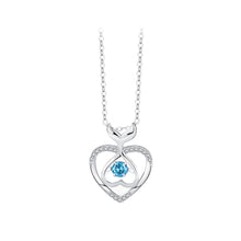 Load image into Gallery viewer, 925 Sterling Silver Fashion and Cute Hollow Fish Tail Heart-shaped Pendant with Blue Cubic Zirconia and Necklace