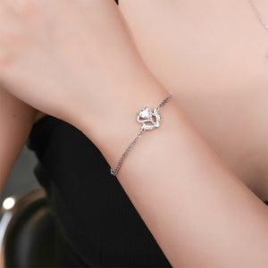 925 Sterling Silver Fashion Simple Tulip Double Layer Bracelet with Cubic Zirconia