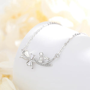 925 Sterling Silver Fashion and Creative Little Prince Rose Pendant with Cubic Zirconia and Necklace