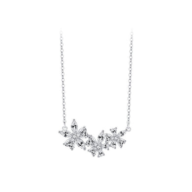925 Sterling Silver Simple and Fashion Flower Pendant with Cubic Zirconia and Necklace