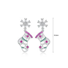 Load image into Gallery viewer, Fashion and Creative Snowflake Christmas Stocking Stud Earrings with Cubic Zirconia