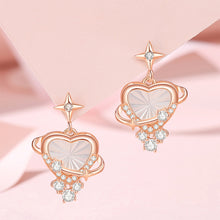 Load image into Gallery viewer, 925 Sterling Silver Plated Rose Gold Fashion Simple Heart-shaped Mother-of-pearl Planet Stud Earrings with Cubic Zirconia