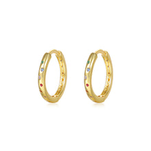 Load image into Gallery viewer, 925 Sterling Plated Gold Silver Simple Fashion Geometric Hoop Earrings with Colored Cubic Zirconia