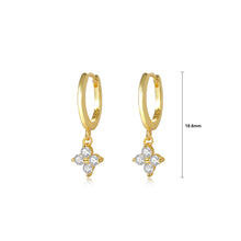 Load image into Gallery viewer, 925 Sterling Silver Plated Gold Simple Fashion Four-Leafed Clover Earrings with Cubic Zirconia