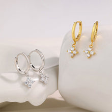 Load image into Gallery viewer, 925 Sterling Silver Plated Gold Simple Fashion Four-Leafed Clover Earrings with Cubic Zirconia