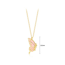 Load image into Gallery viewer, 925 Sterling Silver Plated Gold Fashion Temperament Enamel Pink Butterfly Pendant with Necklace