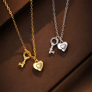 925 Sterling Silver Fashion Simple Heart-shaped Key Pendant with Necklace