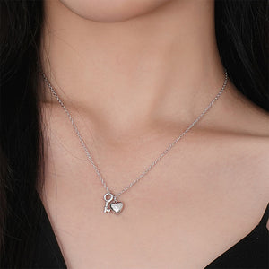 925 Sterling Silver Fashion Simple Heart-shaped Key Pendant with Necklace