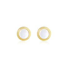 Load image into Gallery viewer, 925 Sterling Silver Plated Gold Simple and Fashion Geometric Round Mother-of-pearl Stud Earrings