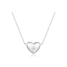 Load image into Gallery viewer, 925 Sterling Silver Simple and Cute Heart-shaped Pendant with Cubic Zirconia and Necklace
