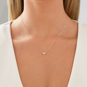 925 Sterling Silver Simple and Cute Heart-shaped Pendant with Cubic Zirconia and Necklace