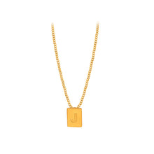 Load image into Gallery viewer, Fashion and Simple Plated Gold 316L Stainless Steel Alphabet J Geometric Square Pendant with Necklace