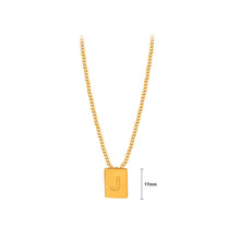 Load image into Gallery viewer, Fashion and Simple Plated Gold 316L Stainless Steel Alphabet J Geometric Square Pendant with Necklace