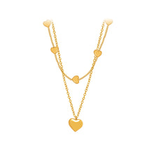 Load image into Gallery viewer, Fashion and Simple Plated Gold 316L Stainless Steel Heart-shaped Pendant with Double-layer Necklace