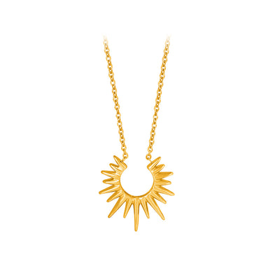 Fashion and Personalized Plated Gold 316L Stainless Steel Sun Pendant with Necklace