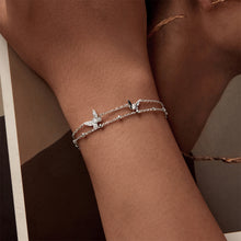 Load image into Gallery viewer, 925 Sterling Silver Fashion Temperament Butterfly Double Layer Bracelet with Cubic Zirconia
