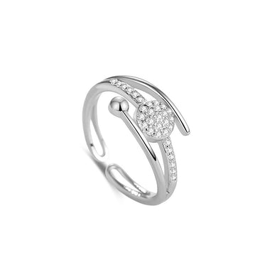 925 Sterling Silver Simple Creative Planet Multi-Layered Adjustable Open Ring with Cubic Zirconia