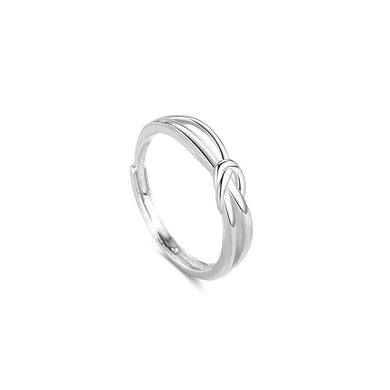 925 Sterling Silver Simple and Fashion Knotted Geometric Adjustable Ring