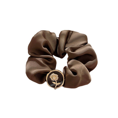 Fashion and Elegant Plated Gold Flower Imitation Pearl Geometric Brown Hair Tie