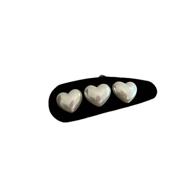 Simple and Cute Heart-shaped Imitation Pearl Velvet Geometric Hair Clip