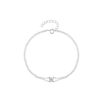 925 Sterling Silver Simple and Fashion Double Layer Geometric Bracelet with Cubic Zirconia
