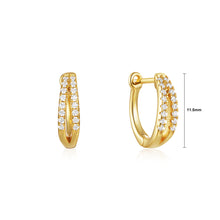 Load image into Gallery viewer, 925 Sterling Silver Plated Gold Fashion Simple Double Layer Geometric Hoop Earrings with Cubic Zirconia