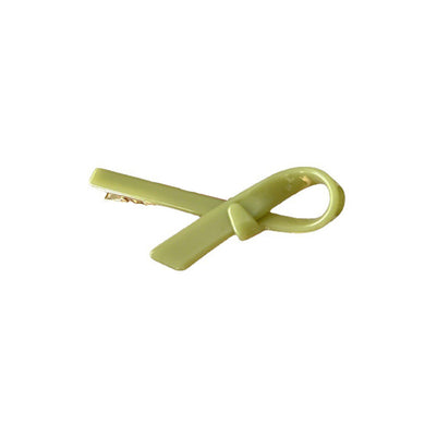 Simple and Cute Enamel Green Ribbon Hair Clip