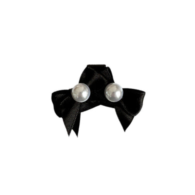 Simple and Sweet Black Ribbon Imitation Pearl Hair Claw