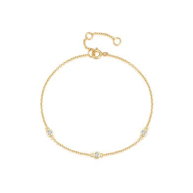 925 Sterling Silver Plated Gold Simple Fashion Geometric Ball Bracelet with Cubic Zirconia