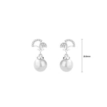 Load image into Gallery viewer, 925 Sterling Silver Fashion Simple Ginkgo Leaf Imitation Pearl Earrings with Cubic Zirconia