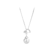 Load image into Gallery viewer, 925 Sterling Silver Fashion and Simple Ginkgo Leaf Imitation Pearl Pendant with Cubic Zirconia and Necklace
