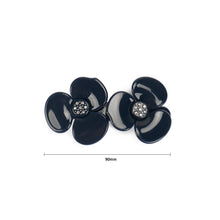 Load image into Gallery viewer, Fashion and Elegant Dark Blue Double Flower Hair Slide with Cubic Zirconia