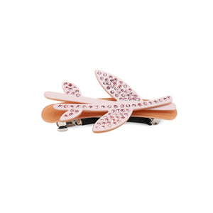 Fashion and Simple Pink Leaf Geometric Hair Slide with Cubic Zirconia