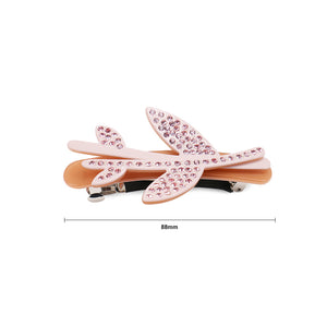 Fashion and Simple Pink Leaf Geometric Hair Slide with Cubic Zirconia