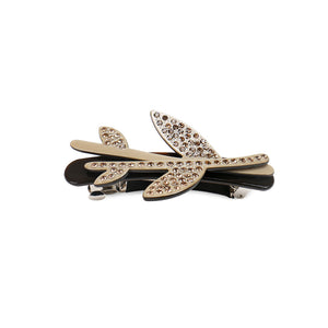 Fashion and Simple Brown Leaf Geometric Hair Slide with Cubic Zirconia