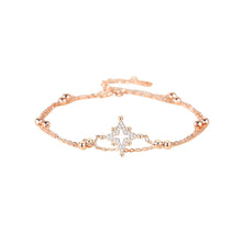 Load image into Gallery viewer, 925 Sterling Silver Plated Rose Gold Fashion Simple Hollow Star Double Layer Bracelet