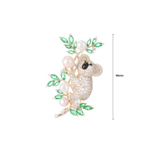 Load image into Gallery viewer, Brilliant Lovely Plated Gold Koala Leaf Imitation Pearl Brooch with Cubic Zirconia