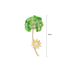 Load image into Gallery viewer, Fashion and Simple Plated Gold Enamel Green Ginkgo Leaf Brooch with Cubic Zirconia