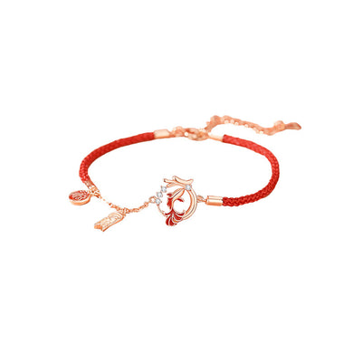 925 Sterling Silver Plated Rose Gold Fashion Creative Enamel Koi Zodiac Dragon Bracelet with Cubic Zirconia