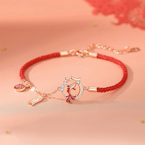 925 Sterling Silver Plated Rose Gold Fashion Creative Enamel Koi Zodiac Dragon Bracelet with Cubic Zirconia