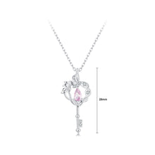 Load image into Gallery viewer, 925 Sterling Silver Fashion Creative Butterfly Heart Key Pendant with Cubic Zirconia and Necklace