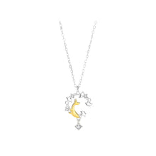 Load image into Gallery viewer, 925 Sterling Silver Fashion Creative Golden Whale Ginkgo Leaf Pendant with Cubic Zirconia and Necklace