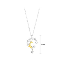 Load image into Gallery viewer, 925 Sterling Silver Fashion Creative Golden Whale Ginkgo Leaf Pendant with Cubic Zirconia and Necklace