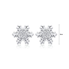 Load image into Gallery viewer, 925 Silver Silver Simple Fashion Snowflake Stud Earrings with Cubic Zirconia