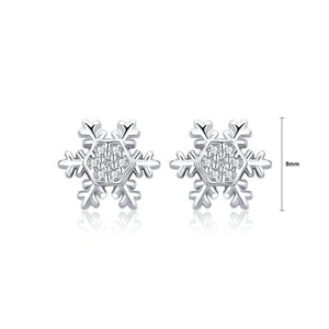 925 Silver Silver Simple Fashion Snowflake Stud Earrings with Cubic Zirconia
