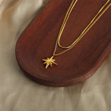 Load image into Gallery viewer, Fashion and Simple Plated Gold 316L Stainless Steel Star Pendant with Double Layer Necklace