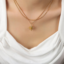Load image into Gallery viewer, Fashion and Simple Plated Gold 316L Stainless Steel Star Pendant with Double Layer Necklace