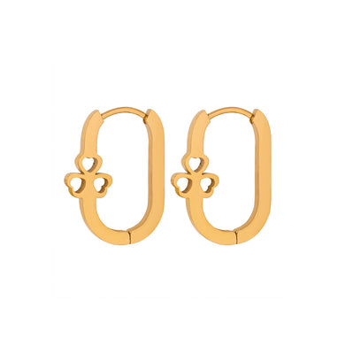 Fashion and Creative Plated Gold 316L Stainless Steel Three-leafed Clover Geometric Earrings