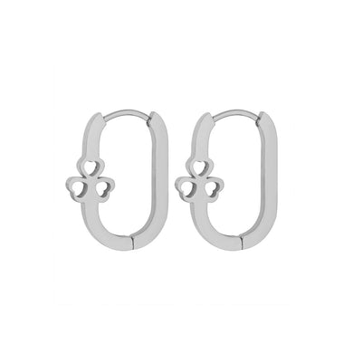 Fashion and Creative 316L Stainless Steel Three-leafed Clover Geometric Earrings
