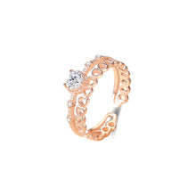 Load image into Gallery viewer, 925 Sterling Silver Plated Rose Gold Fashion Hollow Heart-shaped Double-layer Adjustable Open Ring with Cubic Zirconia